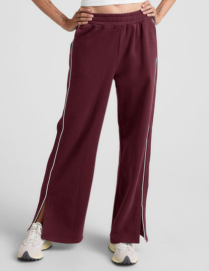 Beyond Yoga Wide Leg LuxeFleece Track Pants - Dark Cherry
