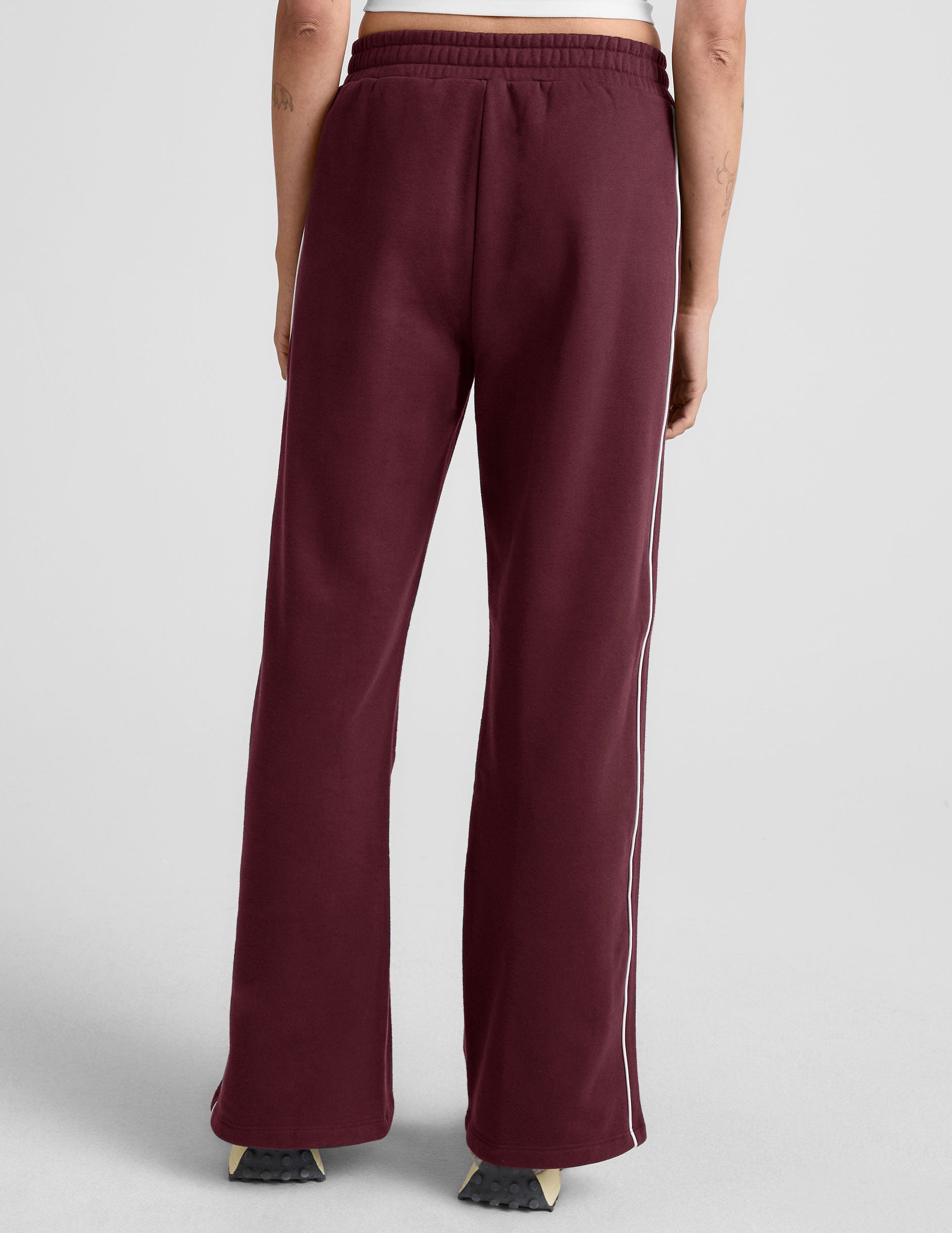 Beyond Yoga Wide Leg LuxeFleece Track Pants - Dark Cherry