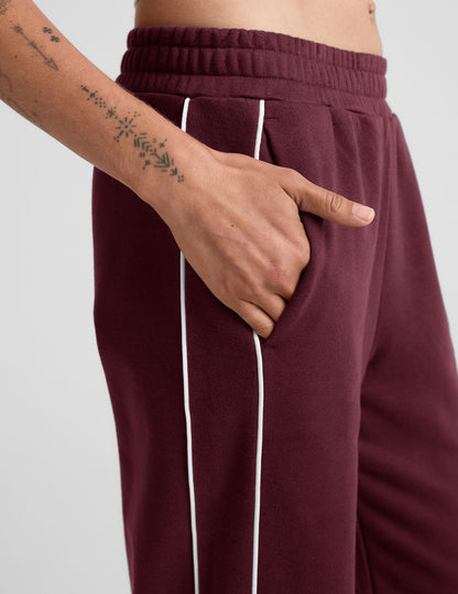 Beyond Yoga Wide Leg LuxeFleece Track Pants - Dark Cherry