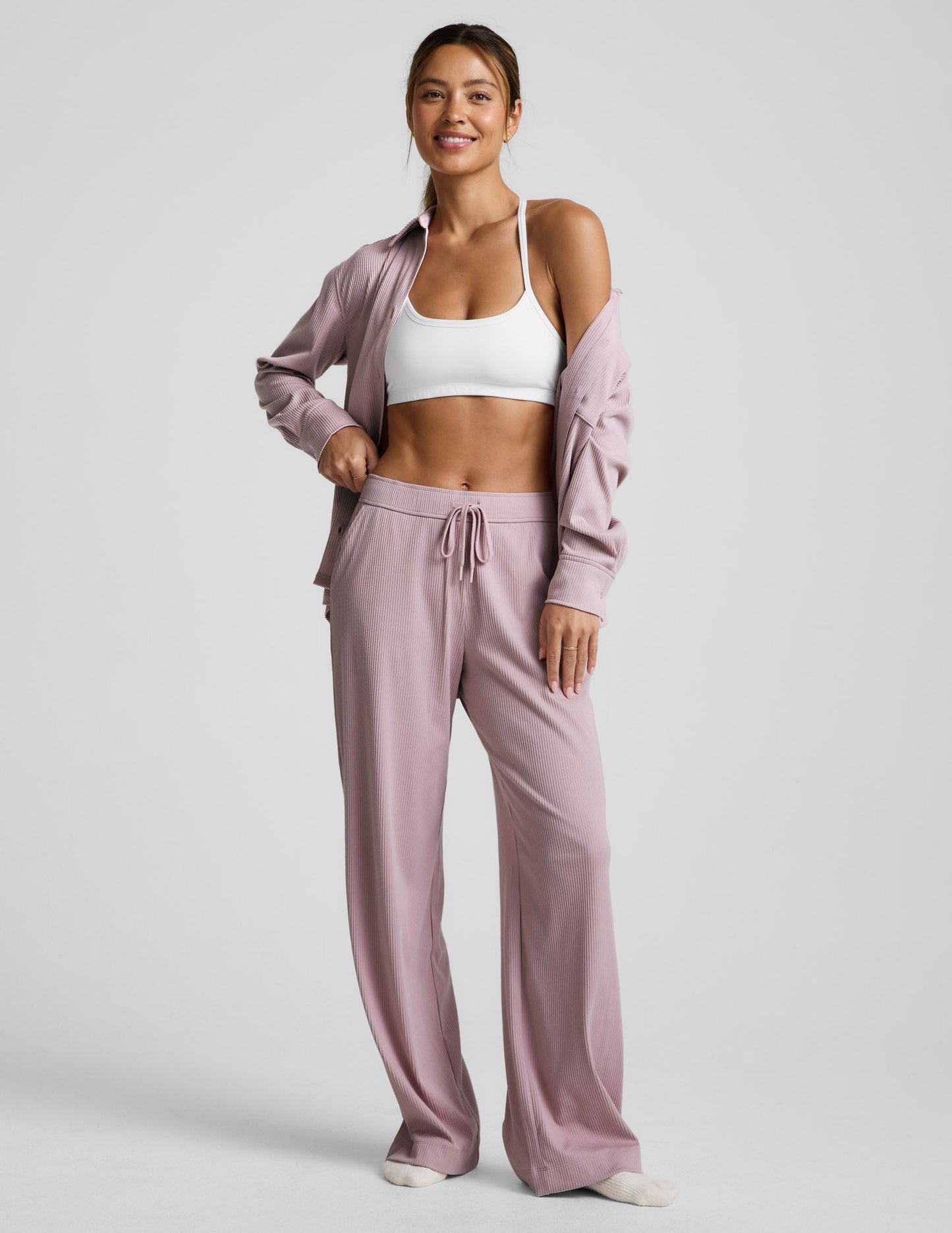 Beyond Yoga Wide Leg Corduroy Breathe Easy Pant - Pale Pink