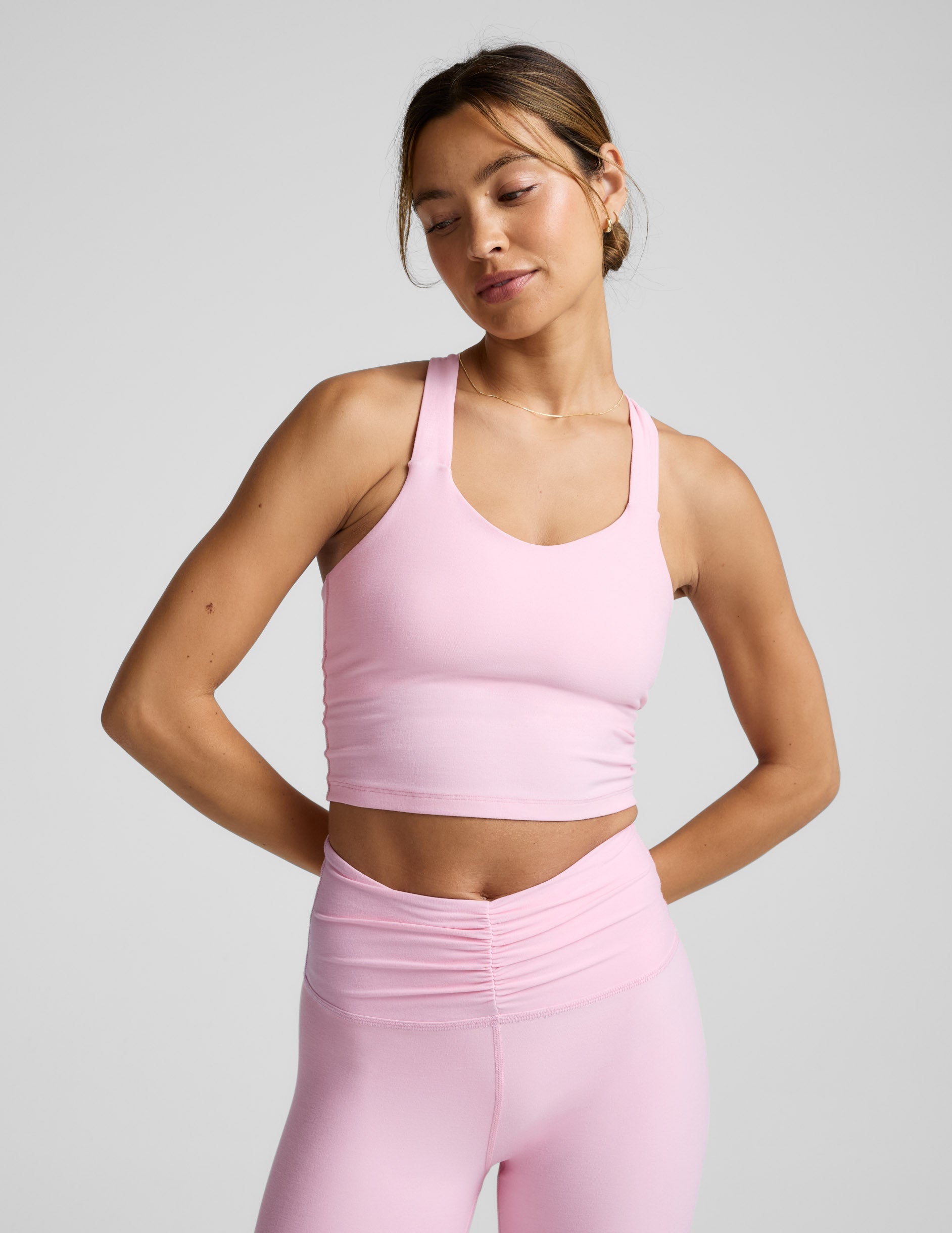 Beyond Yoga Spacedye Twist Through Cropped Tank