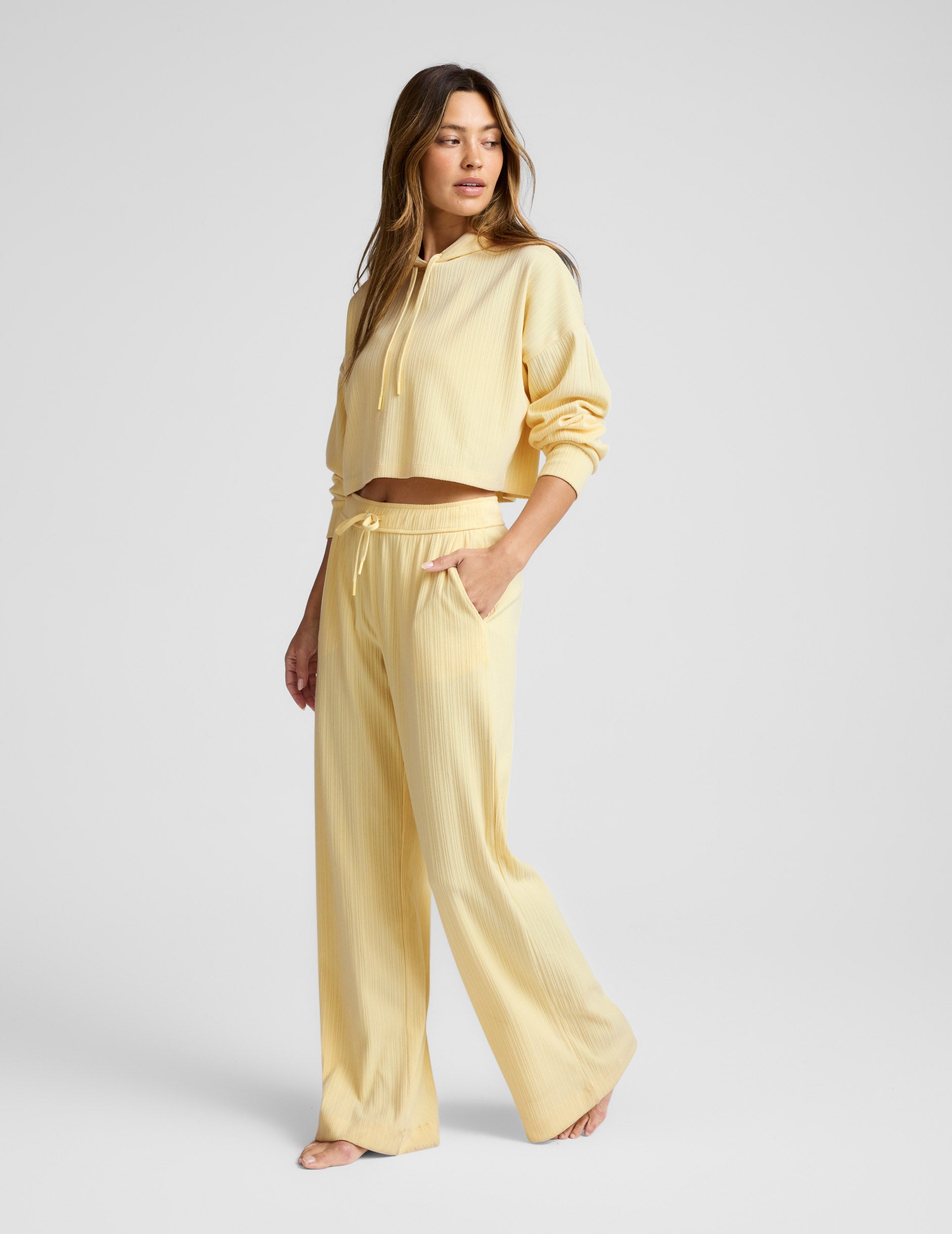 Beyond Yoga Ribbed Wide Leg Breathe Easy Pant - Yellow Swirl