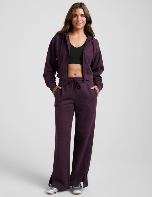 Beyond Yoga Women's Wide Leg Slit LuxeFleece Pants - Eggplant Purple