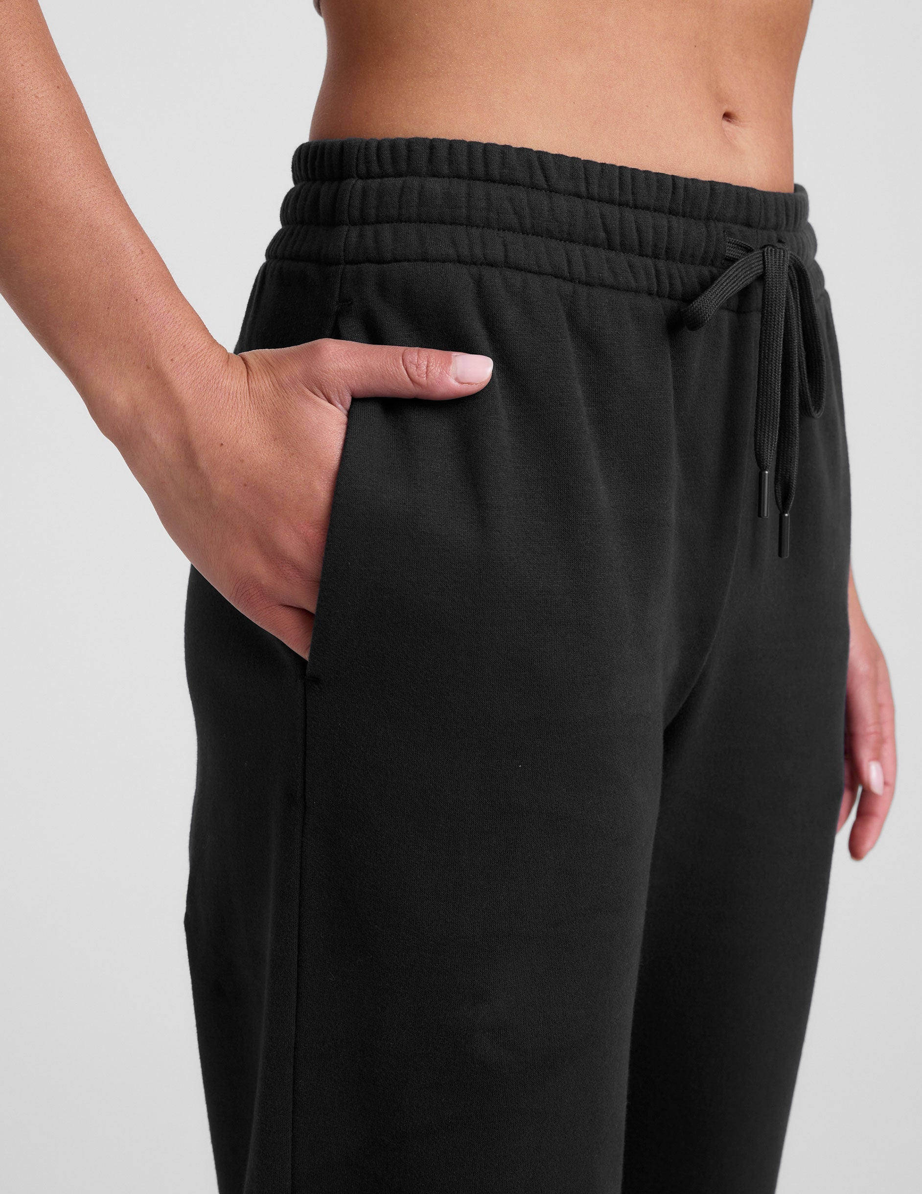 Beyond Yoga Wide Leg Side Slit LuxeFleece Pant - Black