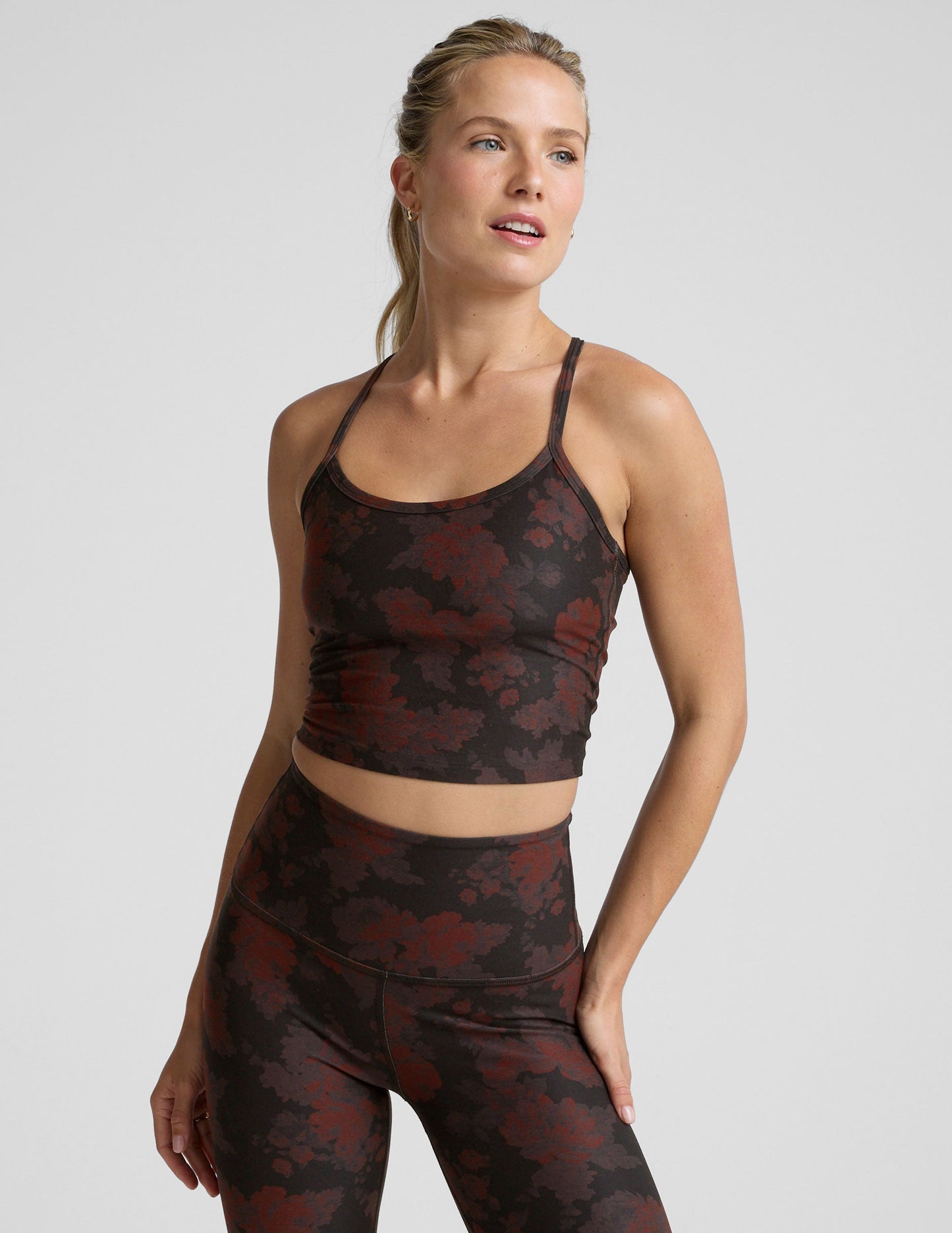 Beyond Yoga Espresso Leopard SoftMark Slim Racerback Cropped Tank