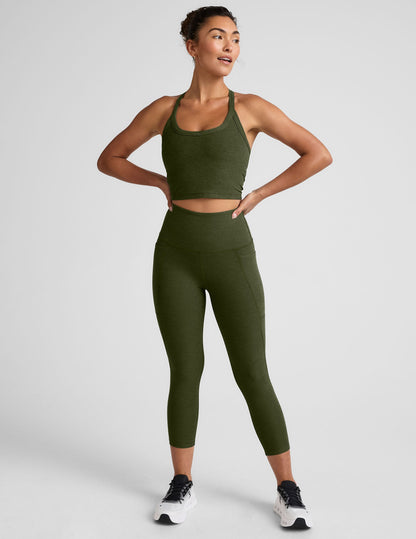 Beyond Yoga High Waisted Spacedye Capri Legging - Army Green Heather