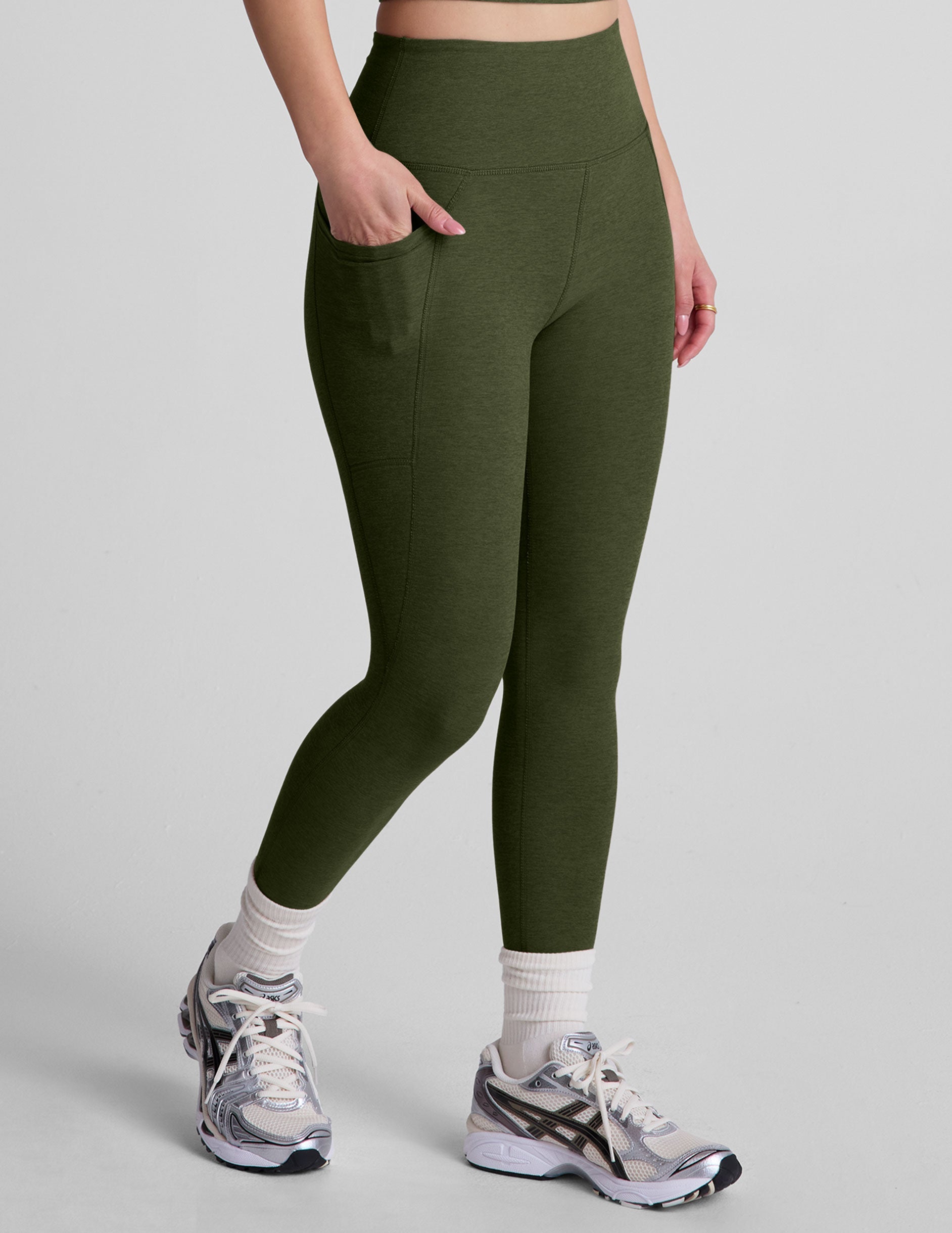 Beyond Yoga High Waisted Spacedye Capri Legging - Army Green Heather