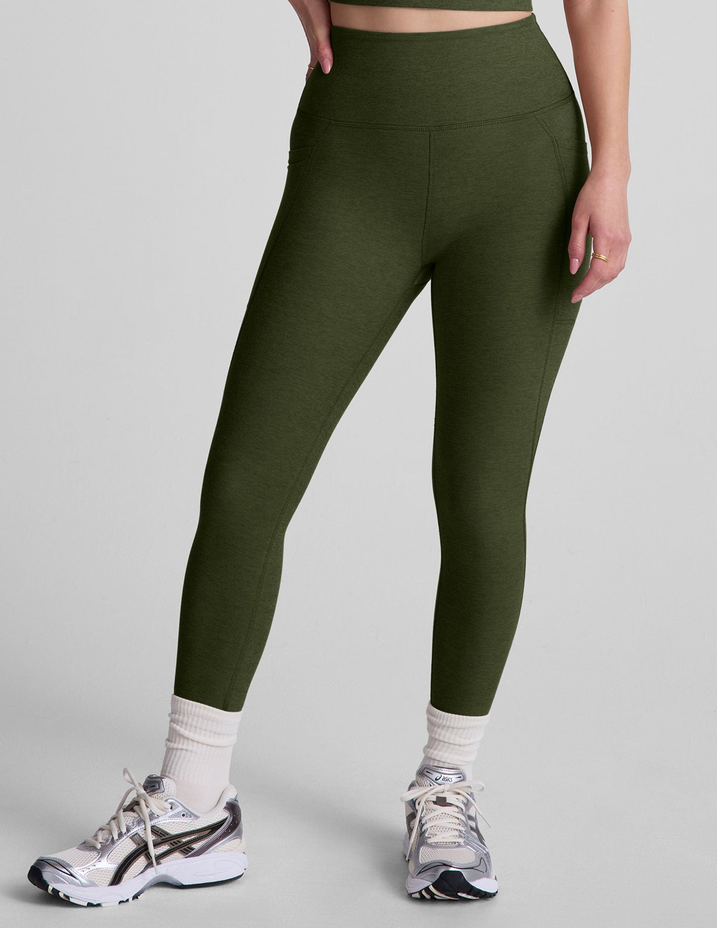 Beyond Yoga High Waisted Spacedye Capri Legging - Army Green Heather