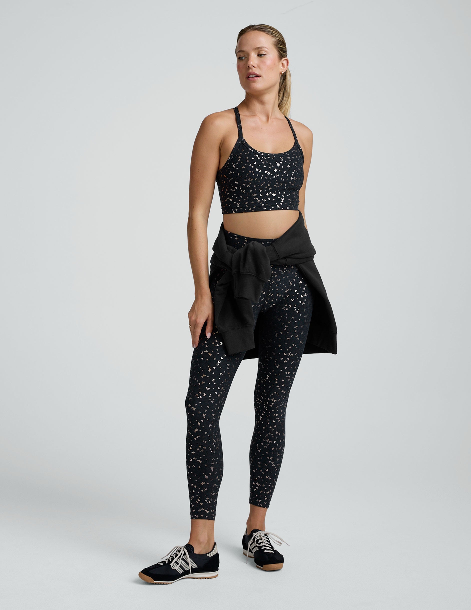 Beyond Yoga Black Gold Mini Moons SoftShine Slim Racerback High Cropped Tank