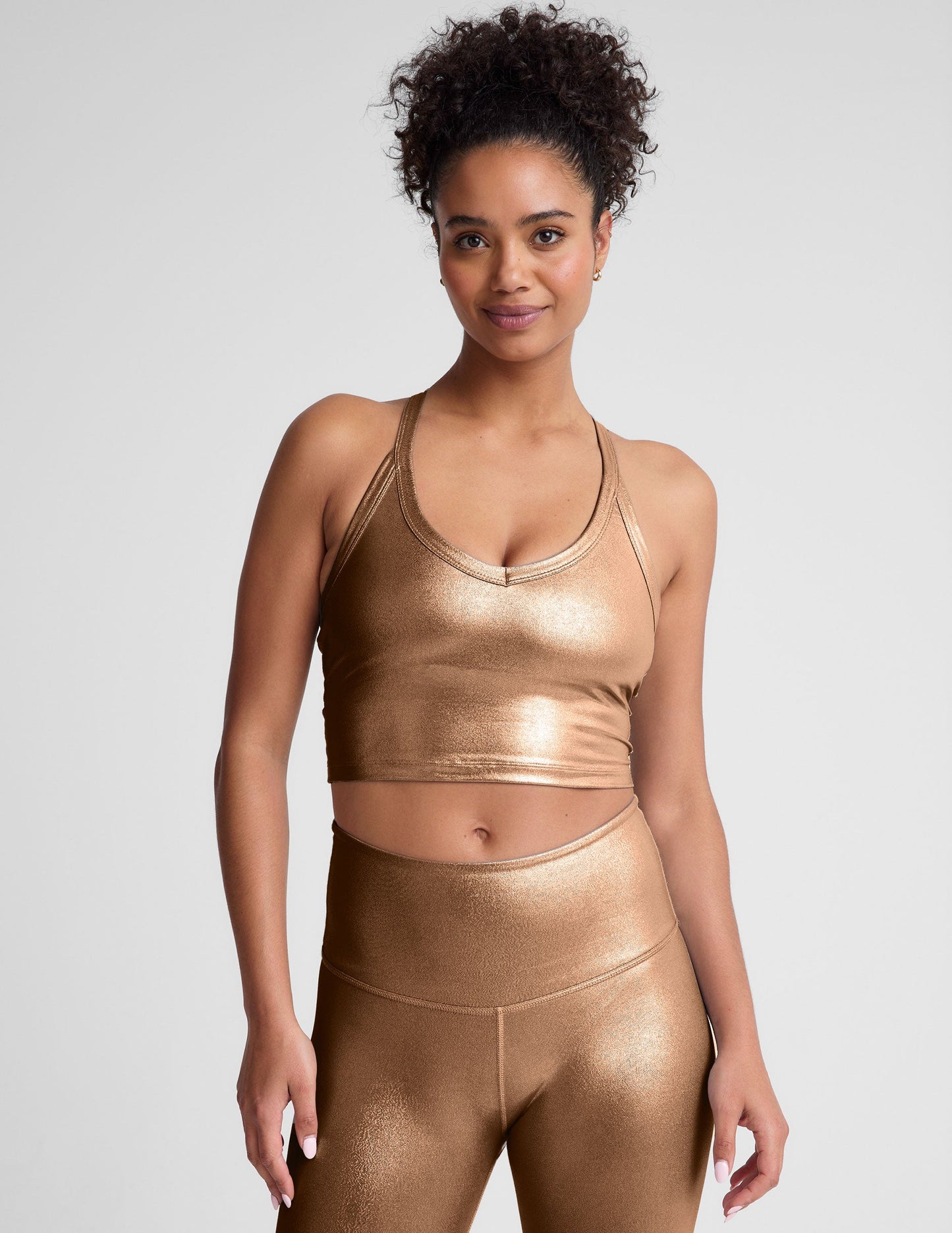 Beyond Yoga Liquid Foil Copper On The Up Cropped Tank
