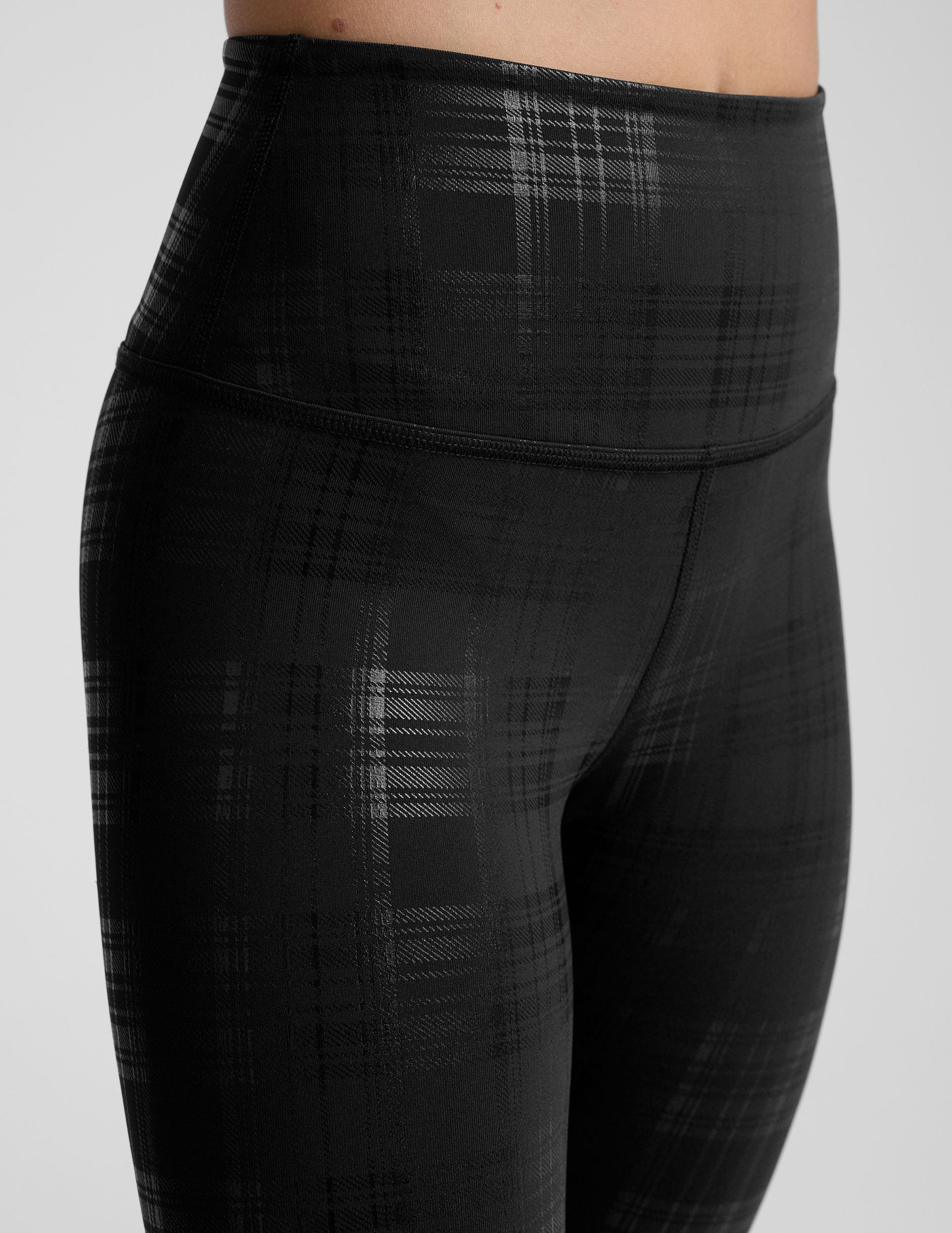 Beyond Yoga Plaid Foil Black High Waisted Midi Legging