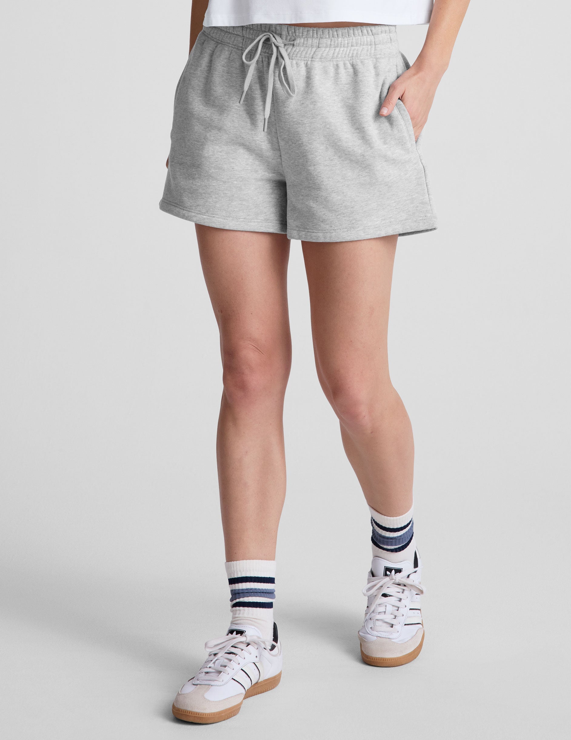 Beyond Yoga Women's Casual Drawstring LuxeFleece Shorts - Gray
