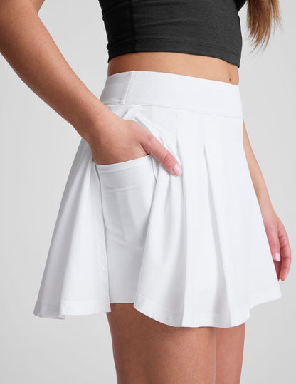 Beyond Yoga Women's Pleated Mini A-Line Score Skirt - True White