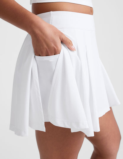 Beyond Yoga Women's Pleated Mini A-Line Score Skirt - True White