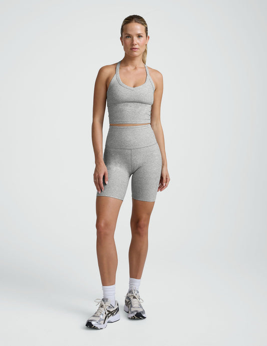 Beyond Yoga High Waisted Biker Spacedye Shorts - Silver Mist