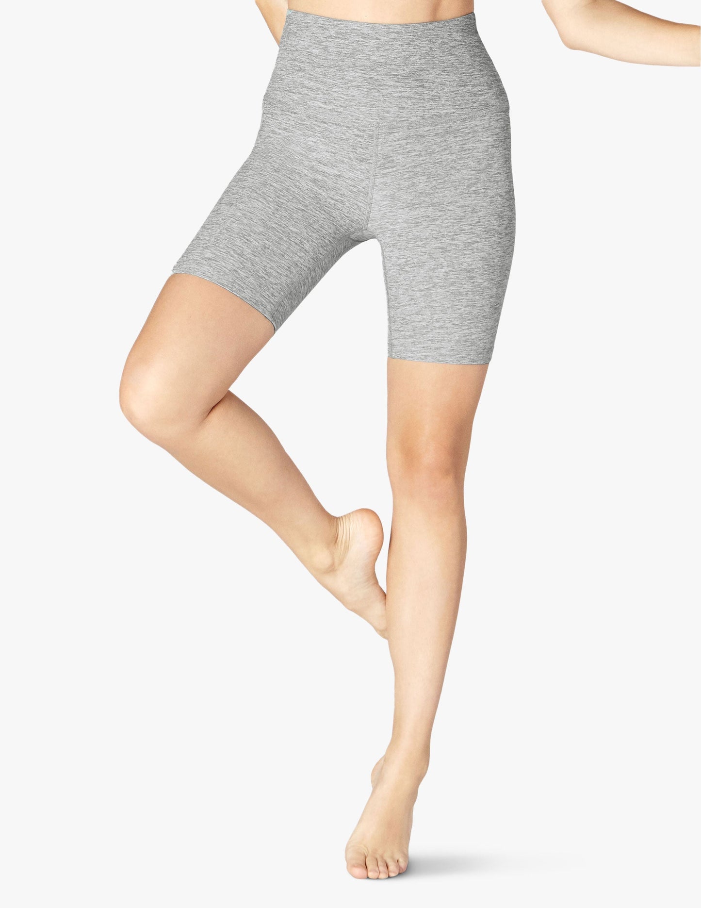 Beyond Yoga High Waisted Biker Spacedye Shorts - Silver Mist