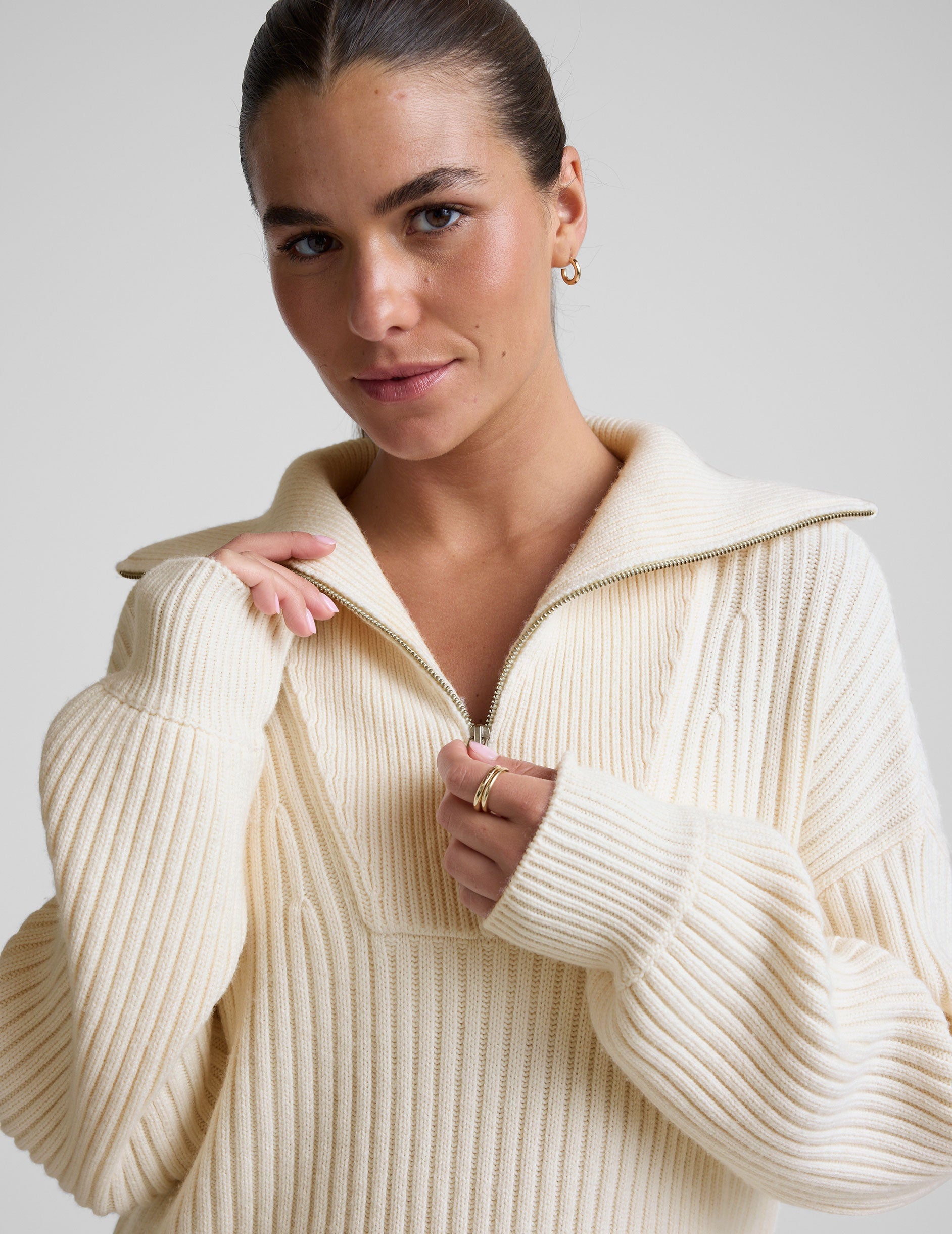 Beyond Yoga Wool Blend Collared Pullover