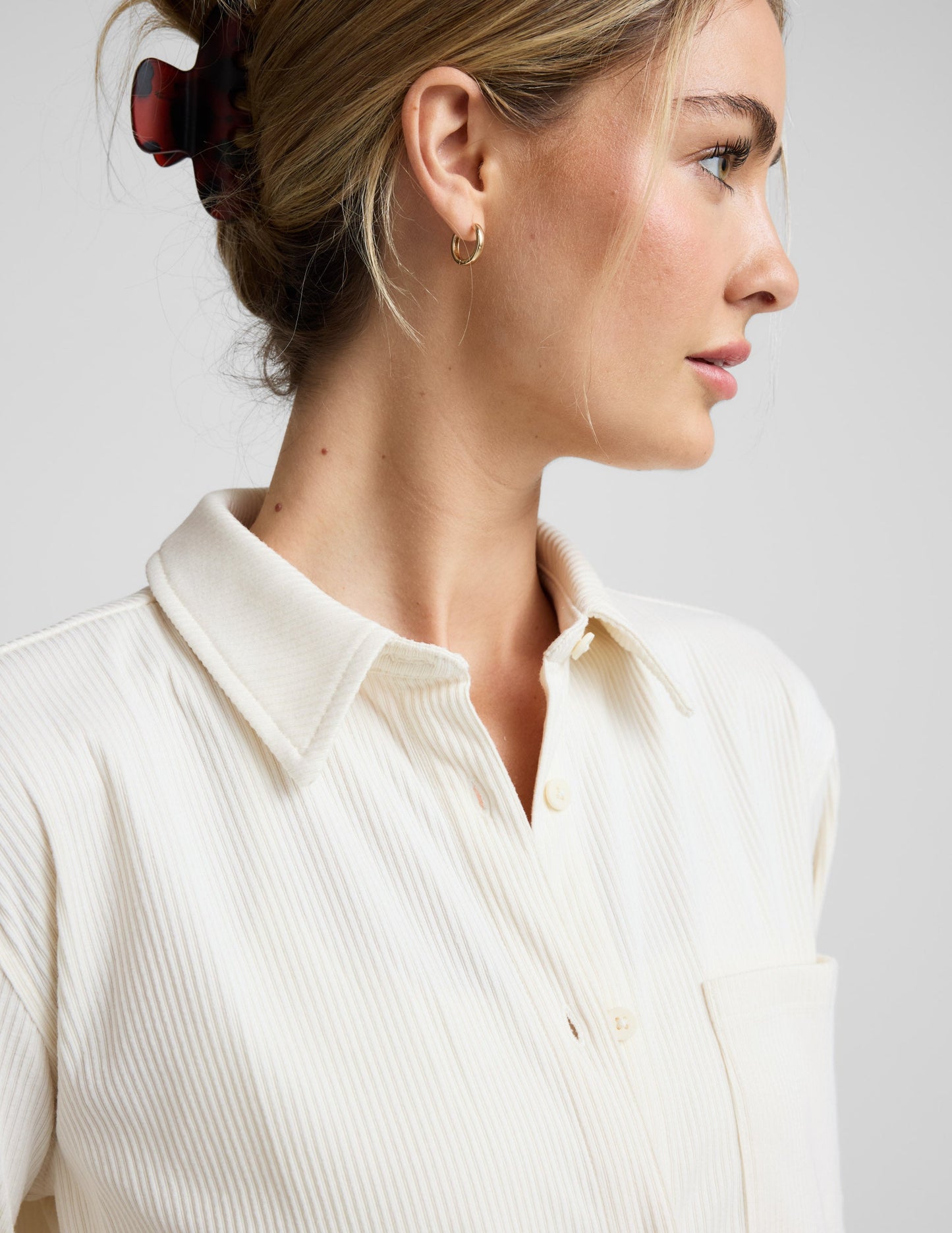 Beyond Yoga Breathe Easy Comfort Cord Button Up