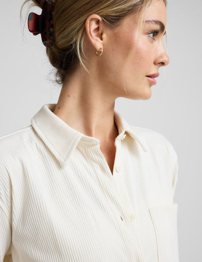 Beyond Yoga Breathe Easy Comfort Cord Button Up