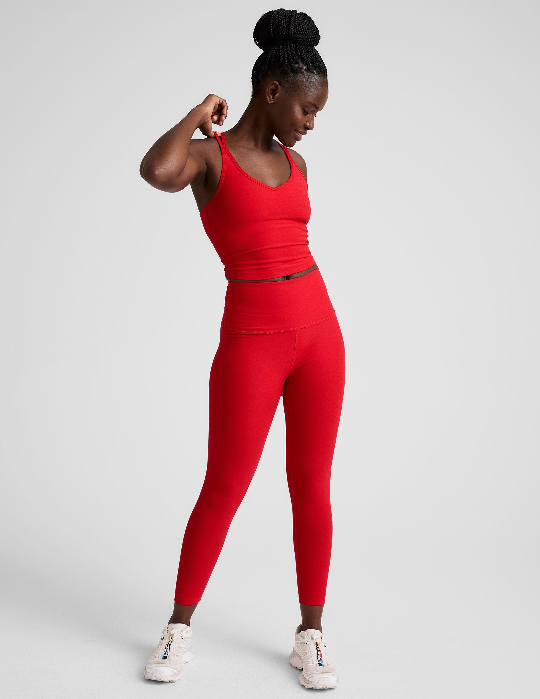 Beyond Yoga High Waisted Capri Spacedye Legging - Candy Apple Red Heather