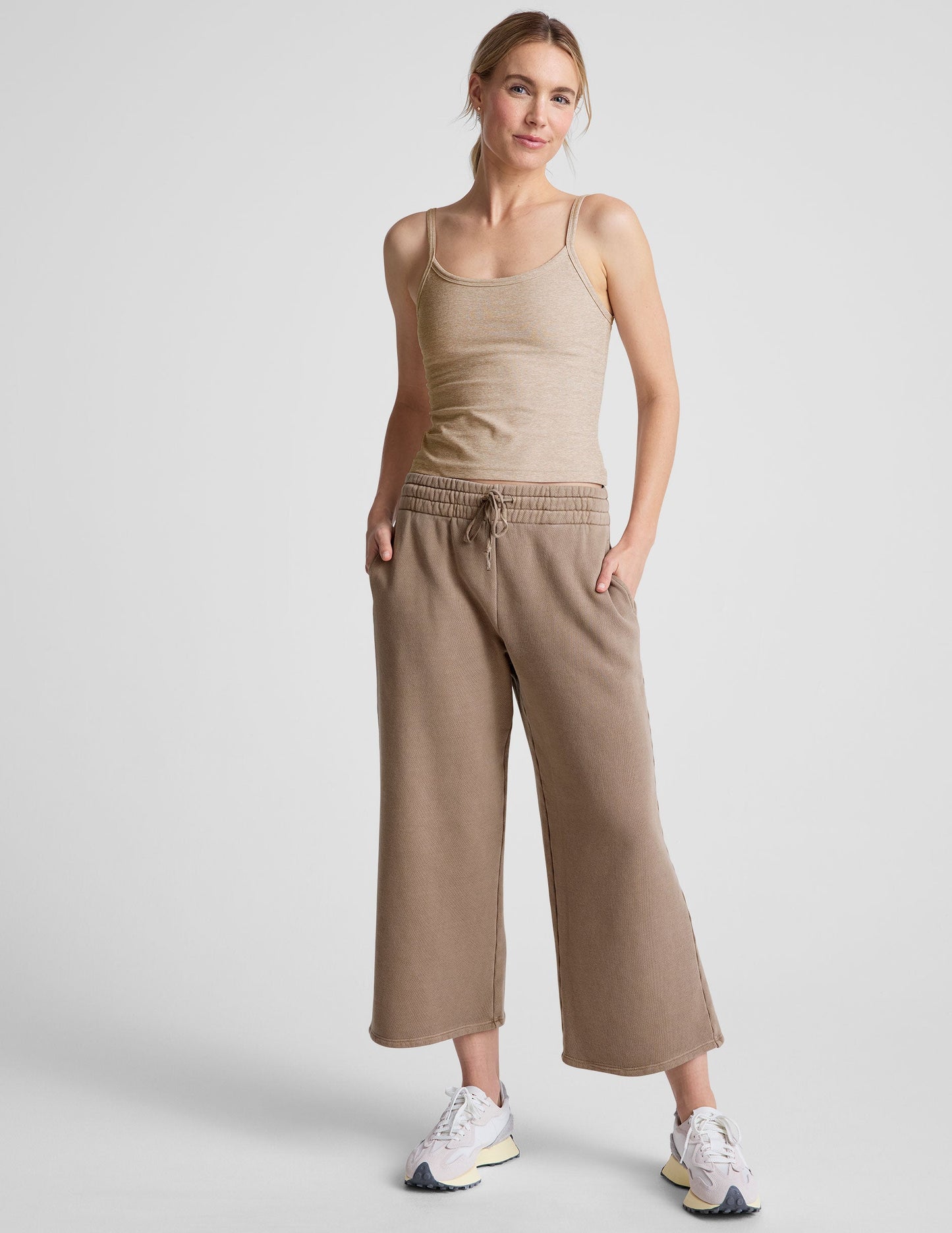 Beyond Yoga Wide Leg Cropped Cali Pants - Washed Desert Sand