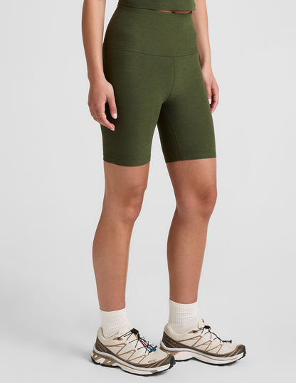 Beyond Yoga High Waisted 7" Spacedye Bike Shorts - Army Green Heather