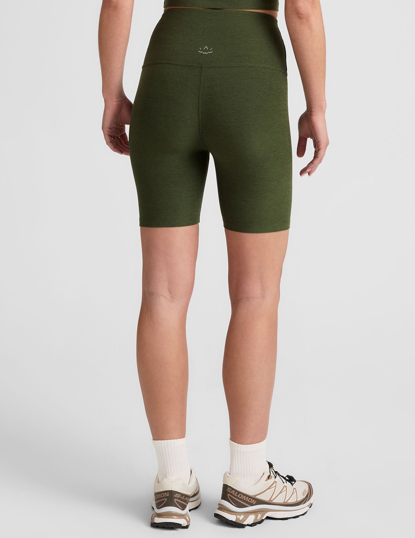 Beyond Yoga High Waisted 7" Spacedye Bike Shorts - Army Green Heather