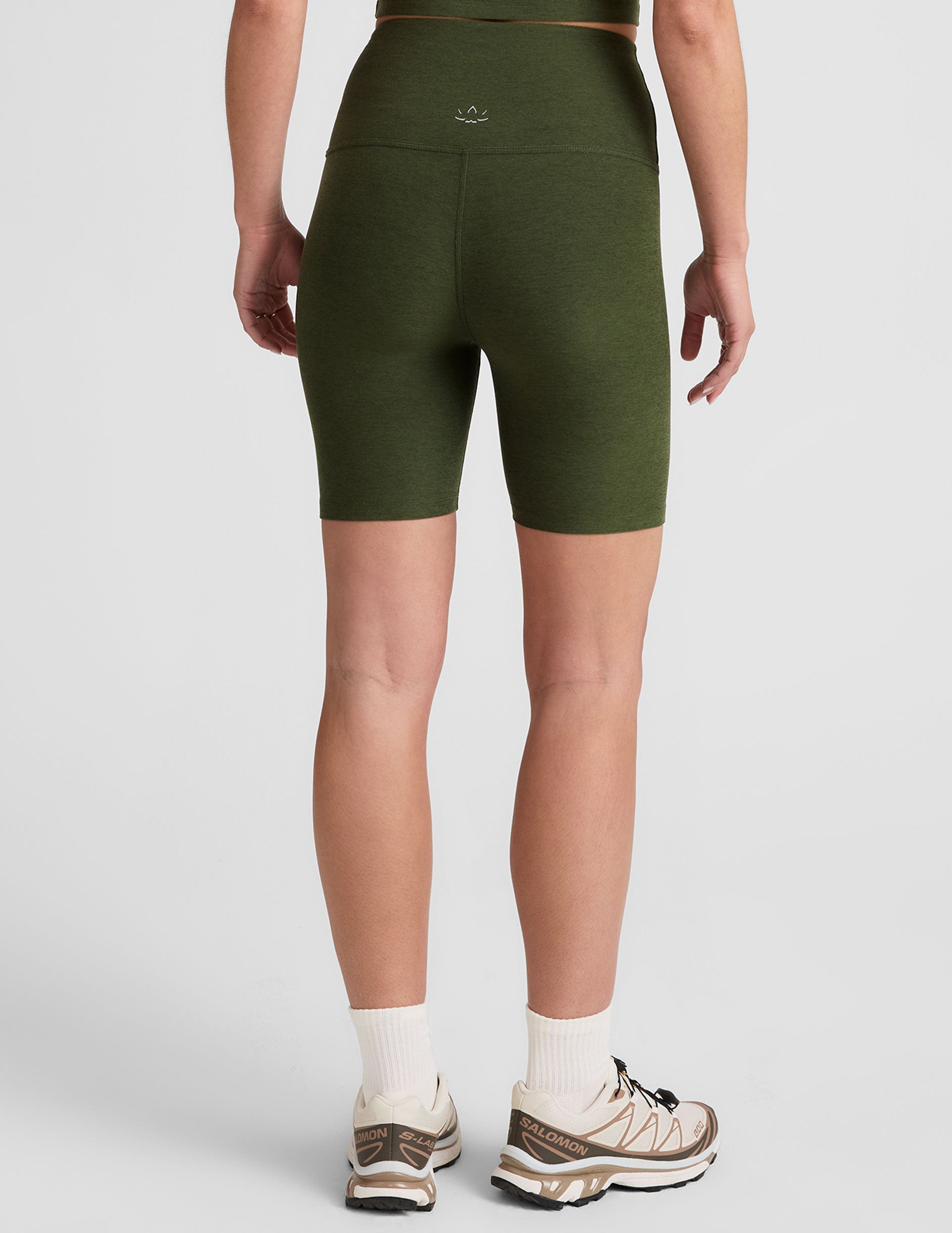 Beyond Yoga High Waisted 7" Spacedye Bike Shorts - Army Green Heather