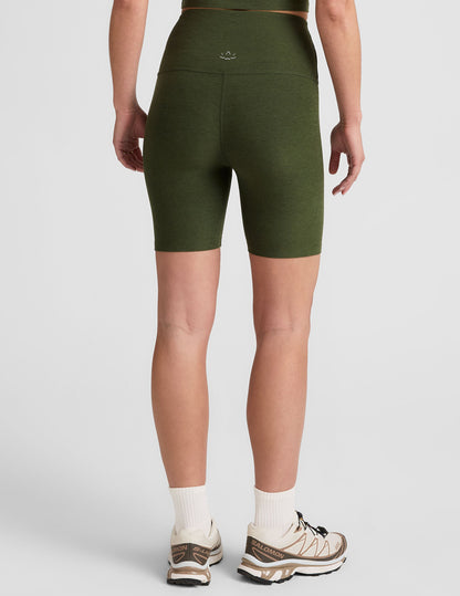 Beyond Yoga High Waisted 7" Spacedye Bike Shorts - Army Green Heather