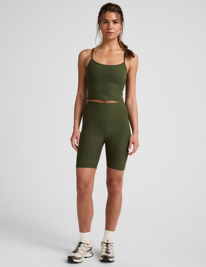 Beyond Yoga High Waisted 7" Spacedye Bike Shorts - Army Green Heather