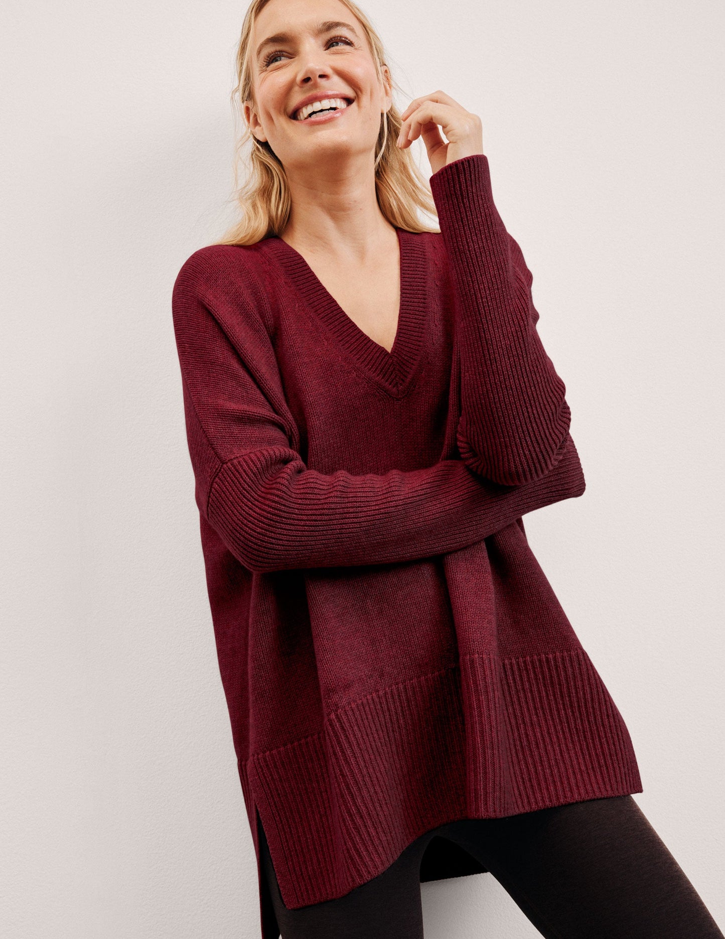 Beyond Yoga Wool-Cashmere V-Neck Sweater