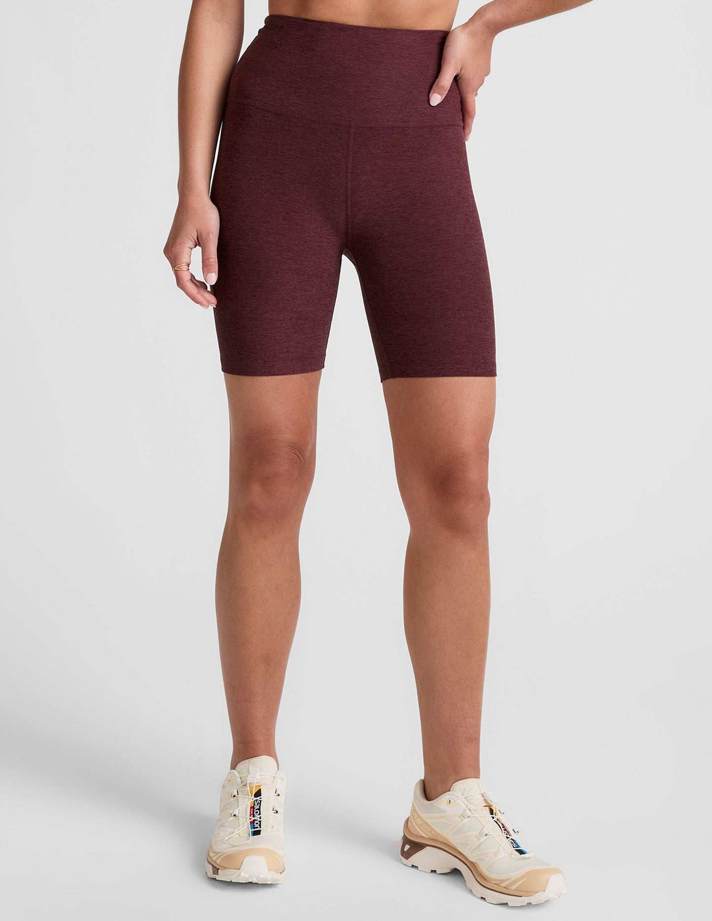 Beyond Yoga High Waisted 7" Spacedye Bike Shorts - Midnight Burgundy Heather