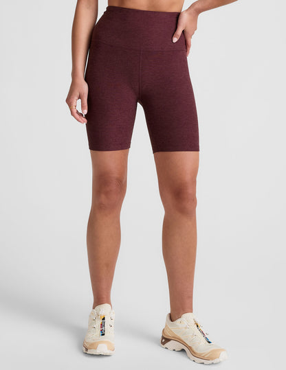 Beyond Yoga High Waisted 7" Spacedye Bike Shorts - Midnight Burgundy Heather