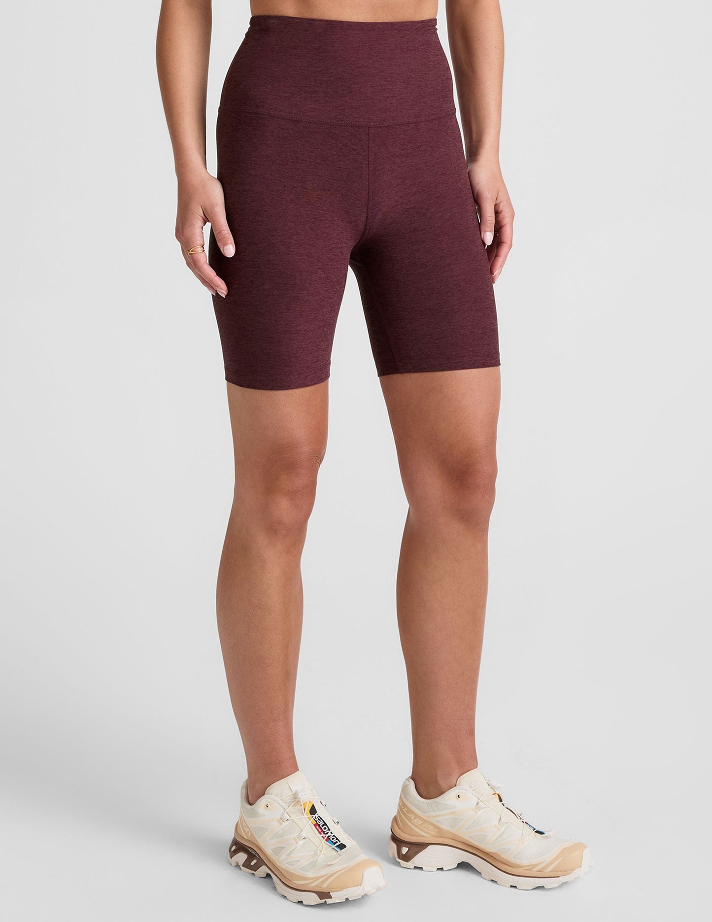 Beyond Yoga High Waisted 7" Spacedye Bike Shorts - Midnight Burgundy Heather