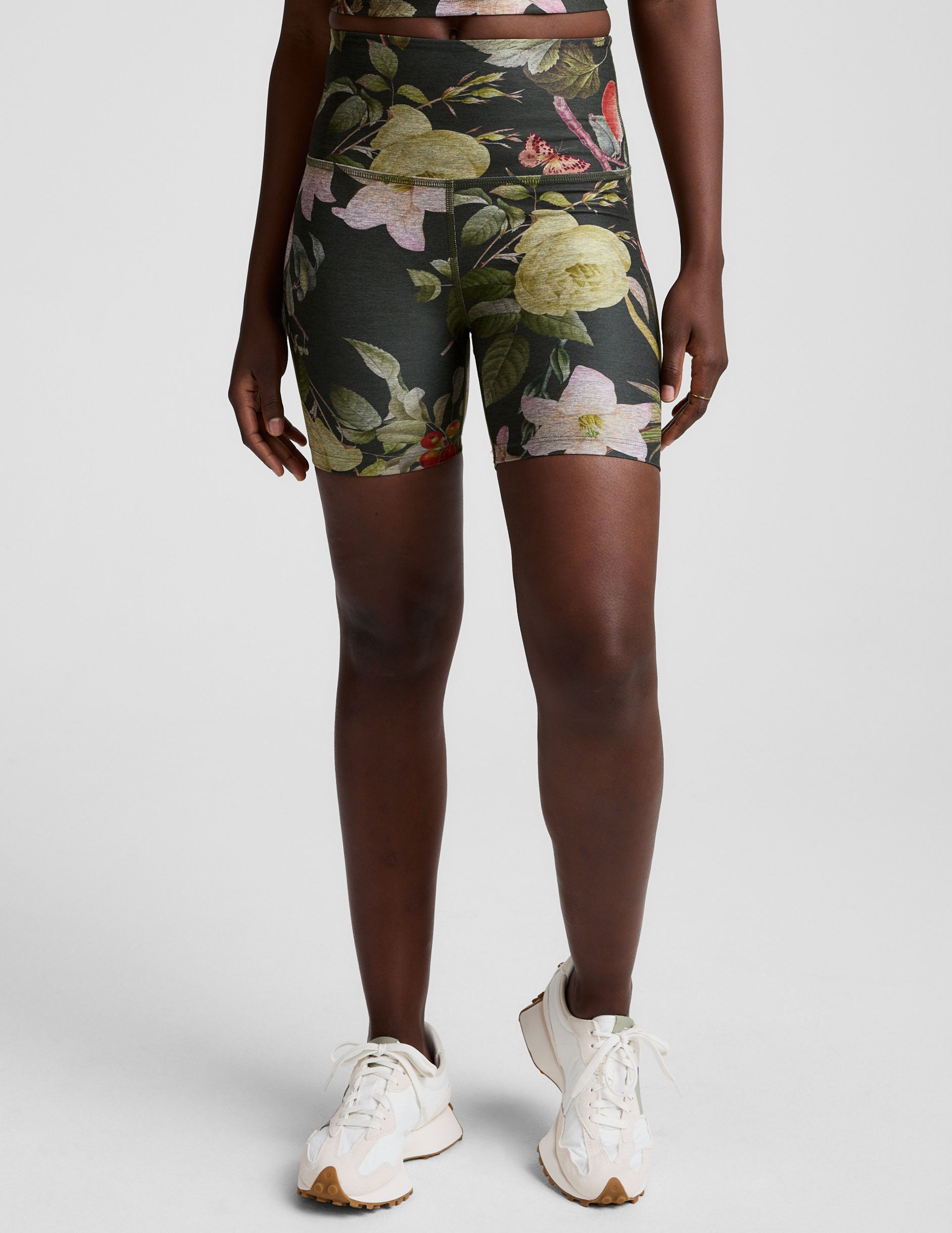 Beyond Yoga High Waisted Biker Botanical Garden Shorts - Multi-Color