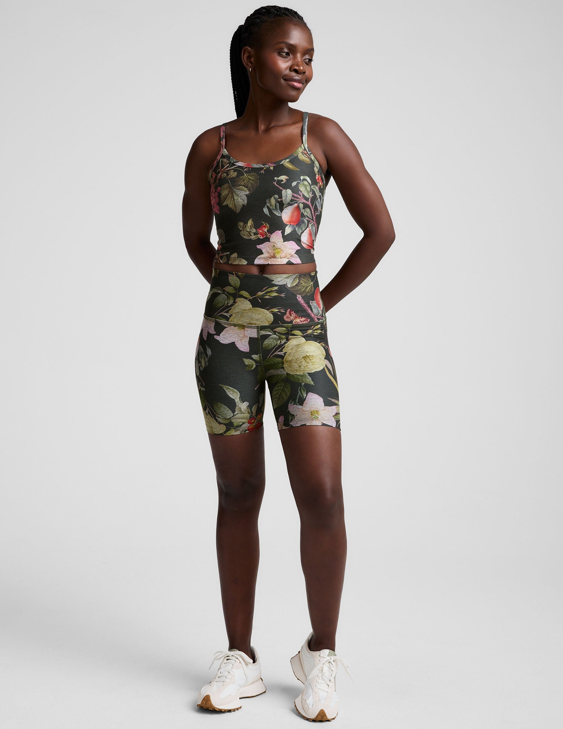 Beyond Yoga High Waisted Biker Botanical Garden Shorts - Multi-Color