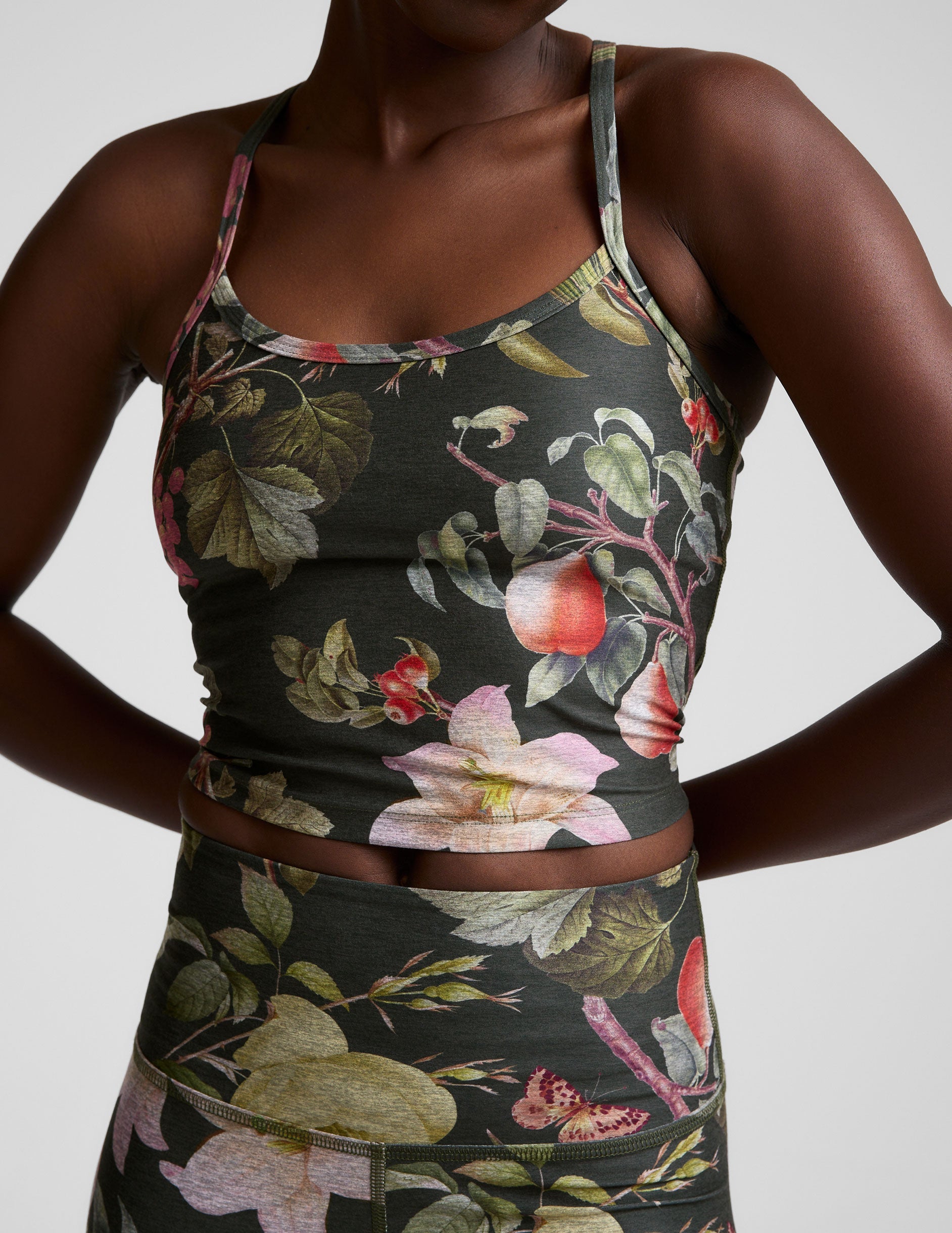 Beyond Yoga Botanical Garden SoftMark Slim Racerback Cropped Tank