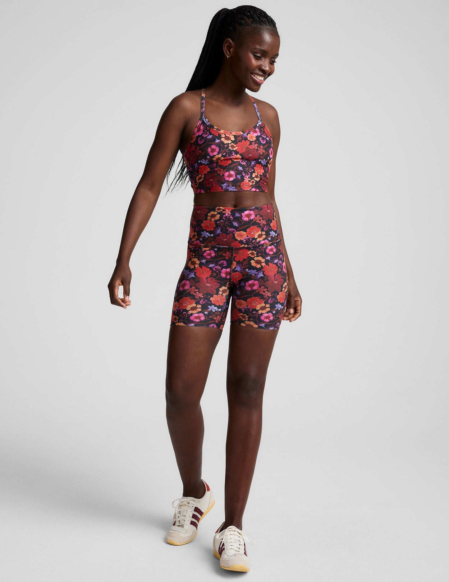 Beyond Yoga High Waisted Floral SoftMark Biker Shorts - Multi-Color