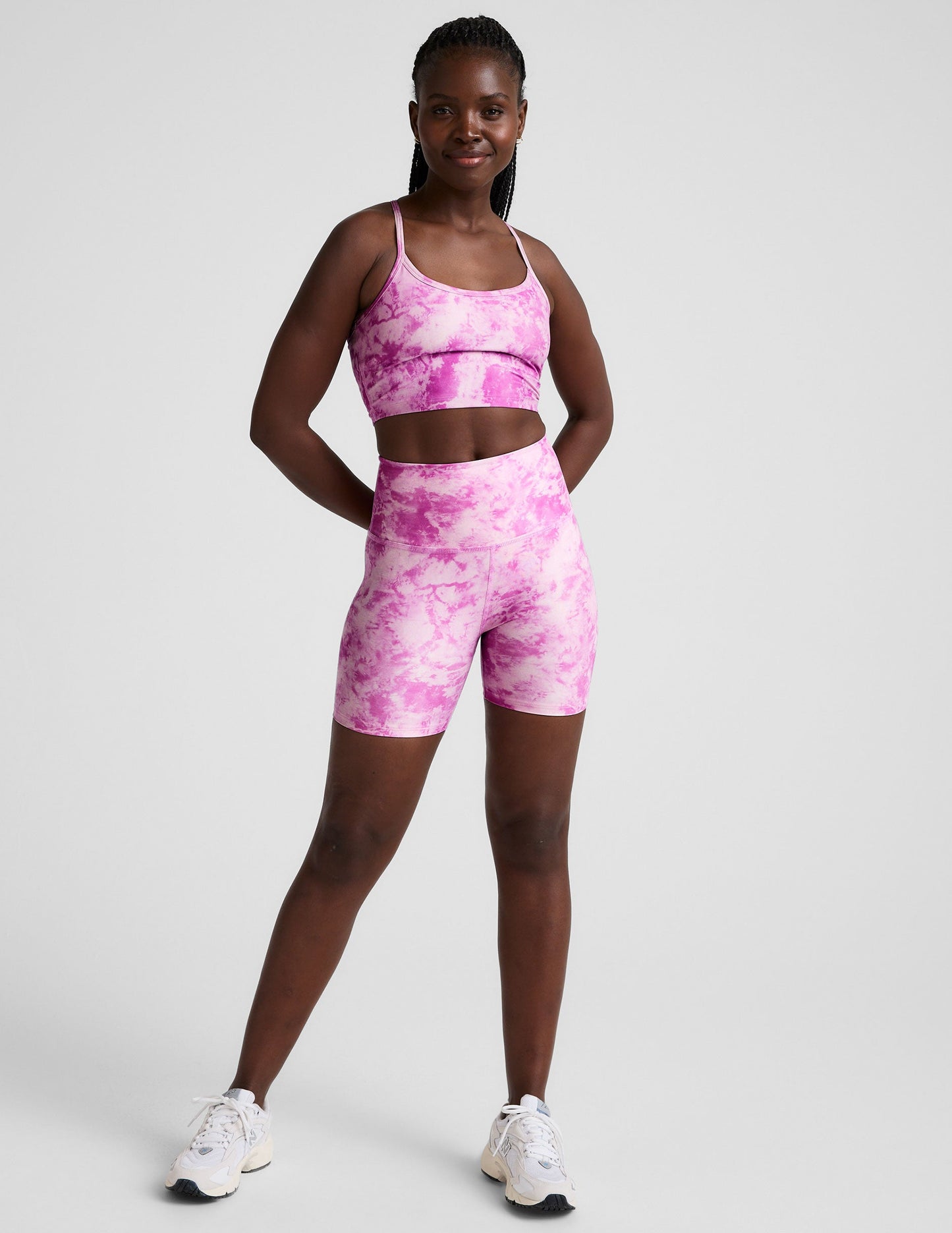 Beyond Yoga High Waisted Biker SoftMark Shorts - Sunset Violet Icedye