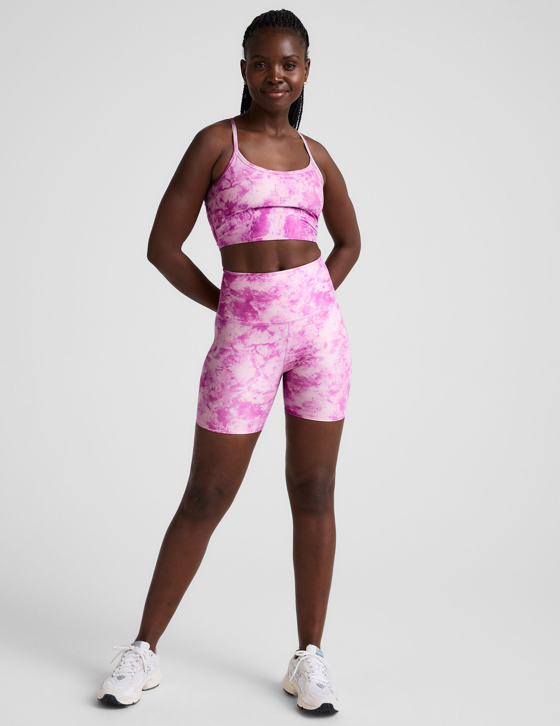 Beyond Yoga High Waisted Biker SoftMark Shorts - Sunset Violet Icedye