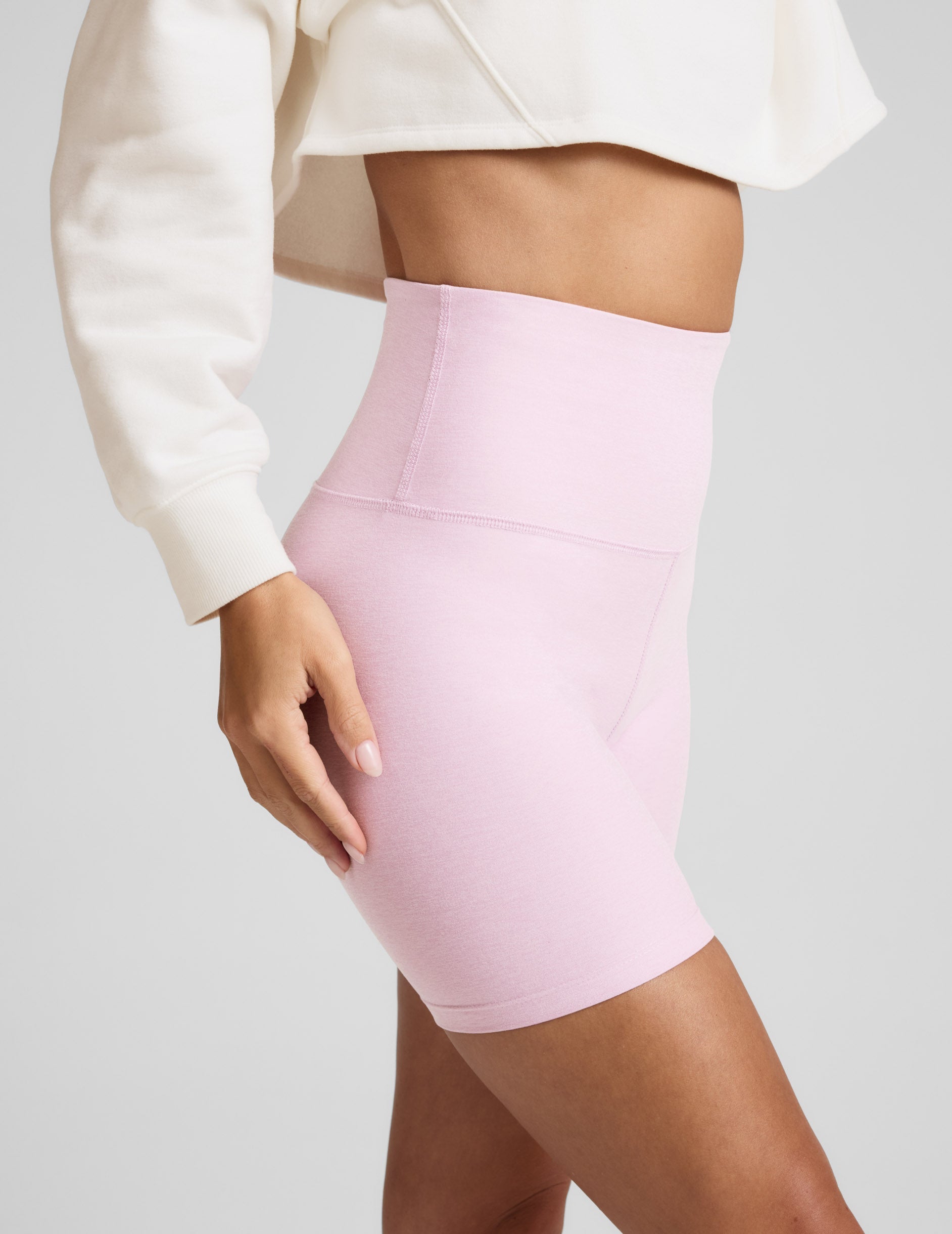 Beyond Yoga High Waisted 5-Inch Spacedye Biker Shorts - Frosty Pink