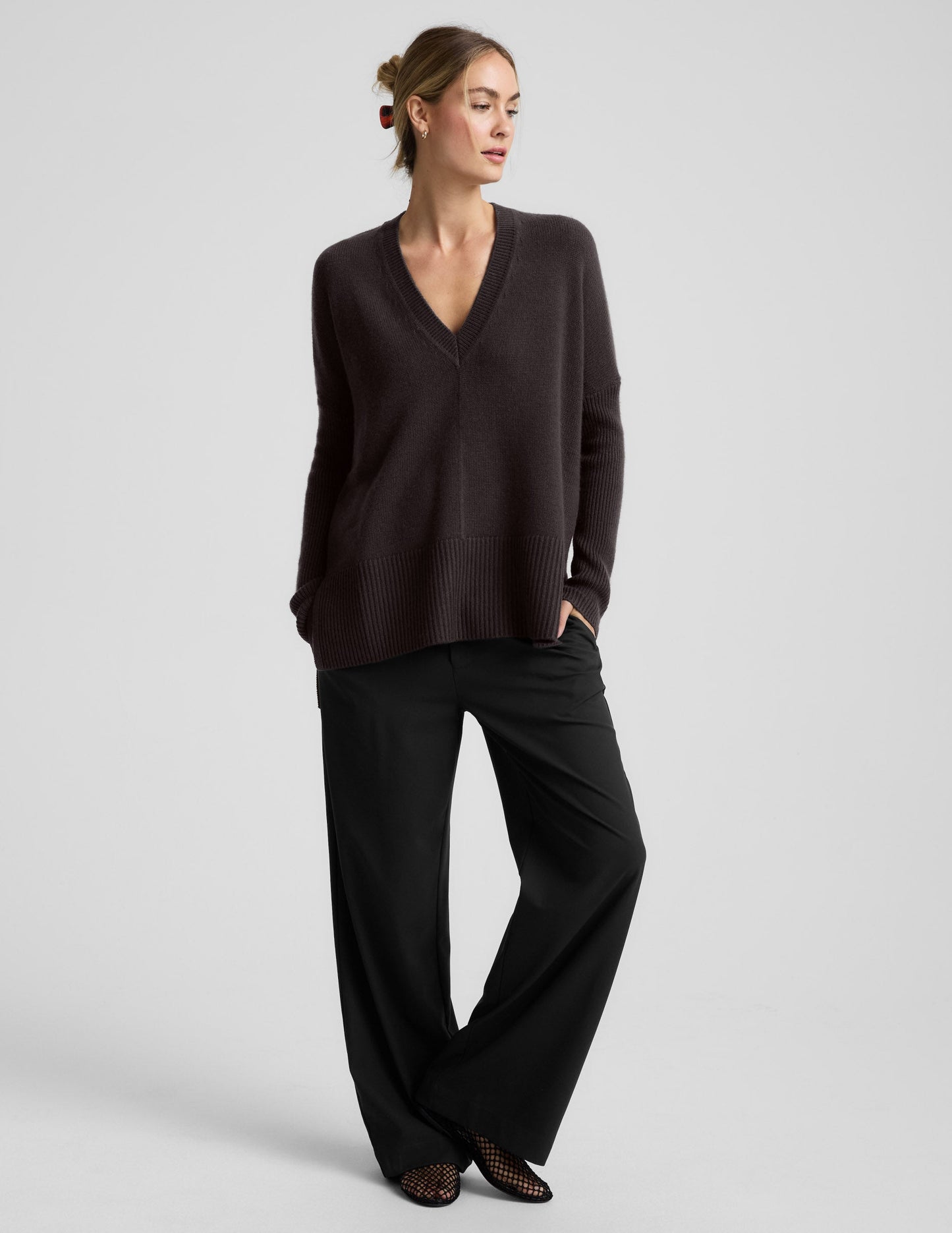 Beyond Yoga Wool-Cashmere V-Neck Sweater