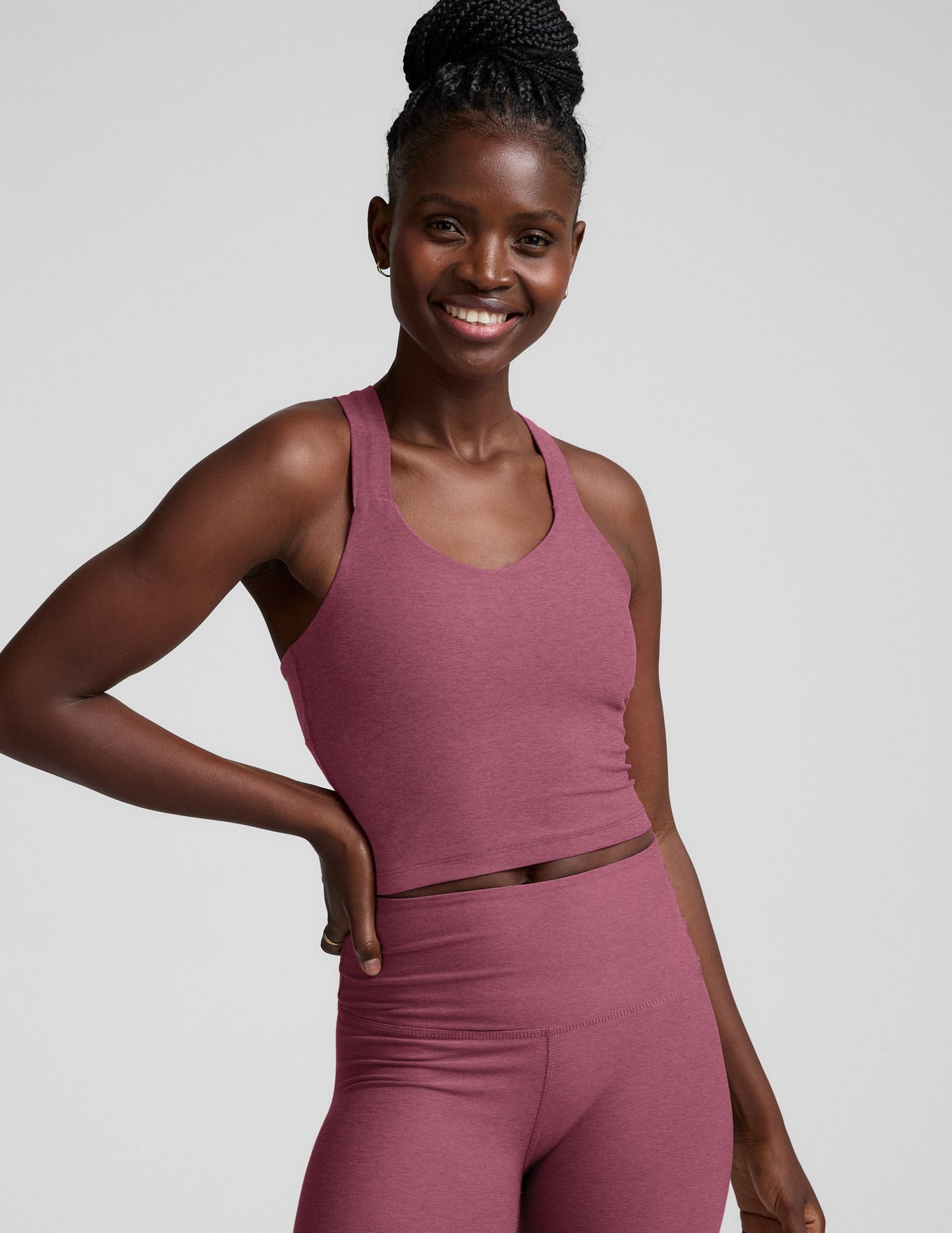 Beyond Yoga Spacedye Twist Through Cropped Tank